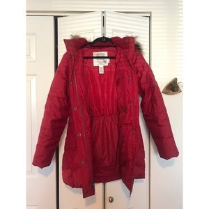 Red goose down winter parka. BRAND NEW condition.
